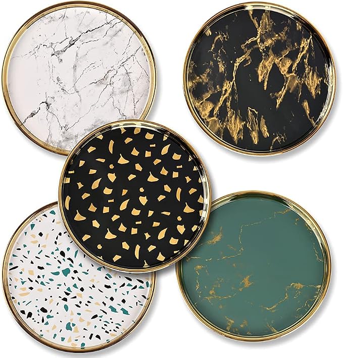 Makeup Perfume Organizer Round Bathroom Vanity Tray Decorative Dresser Tray - Image 5