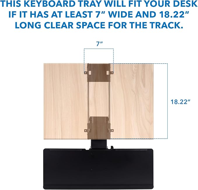 Mount-It! Under Desk Keyboard Tray Slide Out, Height Adjustable Keyboard Mount - Image 4