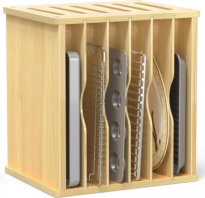 7 Tier Wooden Cabinet Tray Dividers, Kitchen Cabinet Tray Divider by sandpaint