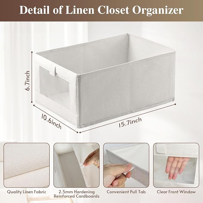 Linen Closet Organizers and Storage, 2 Pack Linen Closet Baskets - Image 2