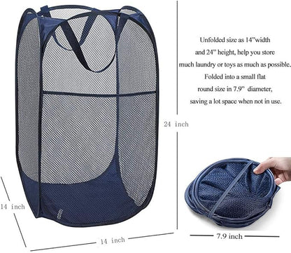 Larpur Popup Mesh Laundry Basket, Collapsible and Portable Clothes Washing - Image 2