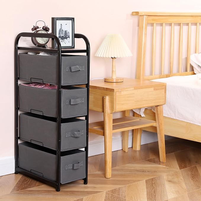 MAX Houser 4 Drawer Narrow Dresser Fabric Storage Tower Vertical Slim Storage - Image 8