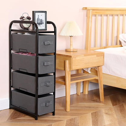 MAX Houser 4 Drawer Narrow Dresser Fabric Storage Tower Vertical Slim Storage - Image 8