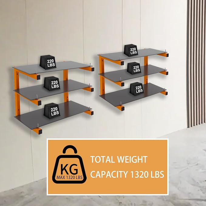 4 Pack Wall-Mounted Lumber Rack, Heavy Duty Wood Storage Racks, 6-Level System - Image 6
