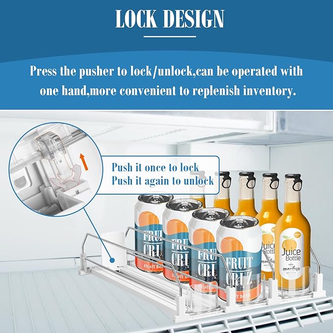asika Drink Organizer for Fridge, Adjustable Width Soda Can Dispenser for - Image 4