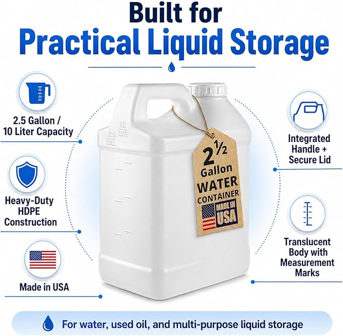 kitchentoolz 2.5 Gallon Water Jug – Water Container Heavy-Duty HDPE Carboy - Image 6