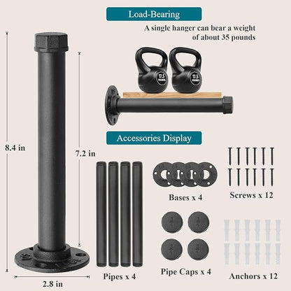 Cast Iron Wall Mounted Clothes Rack, Heavy Duty Industrial Pipe Clothing Rack - Image 2