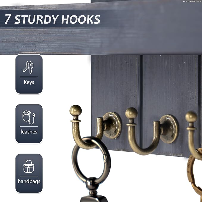 Pine Wood Key Holder Wall Mount - Image 6