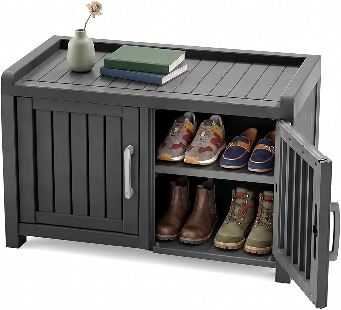 ROJIK Shoe Cabinet Waterproof UV-Resistant, Storage Bench Indoor Outdoor by ROJIK