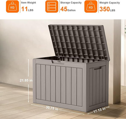 45 Gallon Resin Deck Box, Lockable Patio Outdoor Storage Box - Image 4