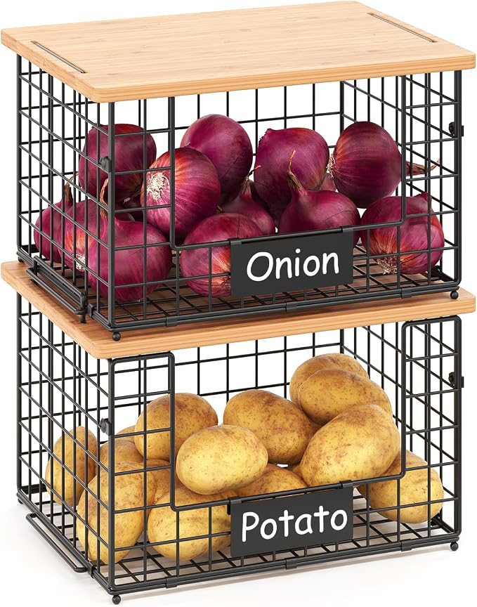 2-Pack Stackable Wire Baskets by keomaisyto