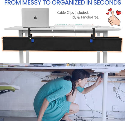 48" Under Desk Cable Management Tray- Clamp/Screw Mount Desk Cable Organizer - Image 2