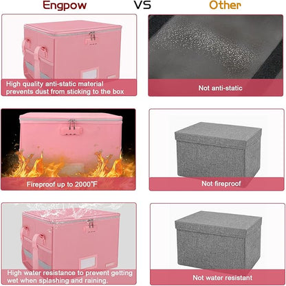 ENGPOW File Box with Lock, Fireproof Document Box with Zipper＆Pockets, - Image 6