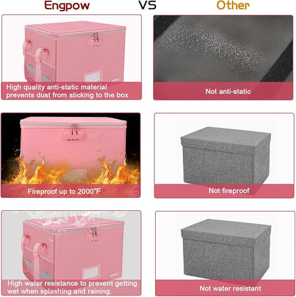 ENGPOW File Box with Lock, Fireproof Document Box with Pockets, Collapsible - Image 6