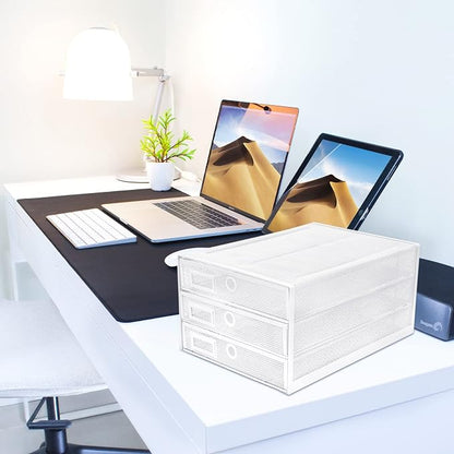 Annova Desk Organizer Wire Mesh 3 Tier Sliding Drawers Paper - Image 2