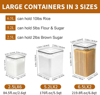 Flour Sugar Storage Containers, 10 Pack Large Airtight Food Storage Containers - Image 3