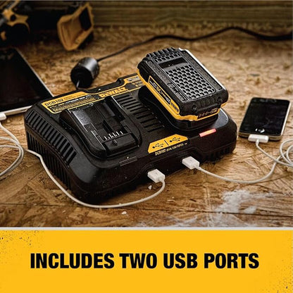 DEWALT 12/20V MAX Battery Charger, Dual Charging Station, 2-USB Ports Included - Image 7
