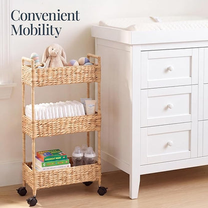 Best Choice Products 3-Tier Slim Water Hyacinth Rolling Nursery Caddy w/Wheels - Image 5