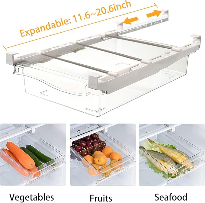 URALFA Fridge Drawer Organizer, Adjustable Refrigerator Drawers - Image 2