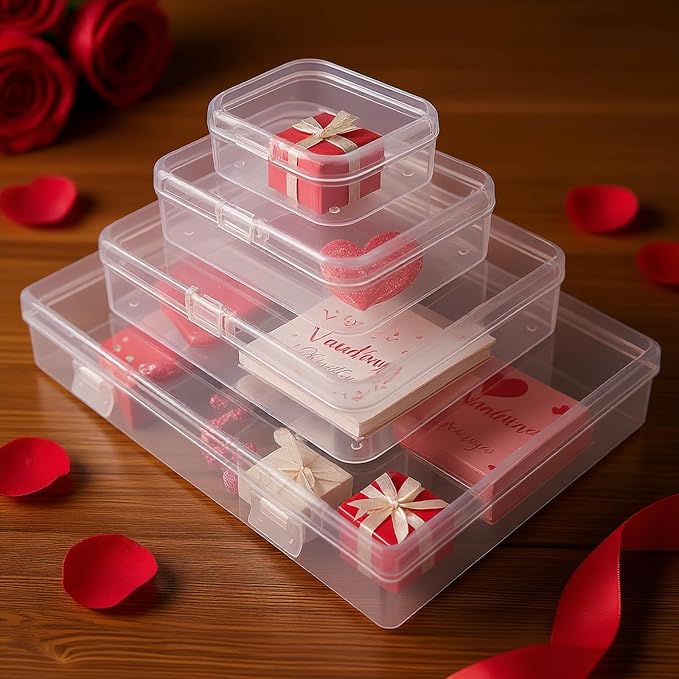 24 Pieces Mixed Sizes Rectangular Empty Mini Clear Plastic Organizer Box | - Image 3