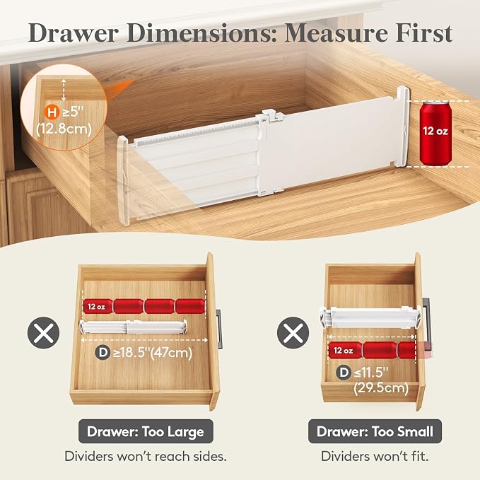 Lifewit 6 Pack 5" High Drawer Dividers - Image 6