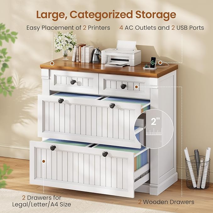 SEDETA 4 Drawers File Cabinet, Wood Office File Cabinet - Image 7
