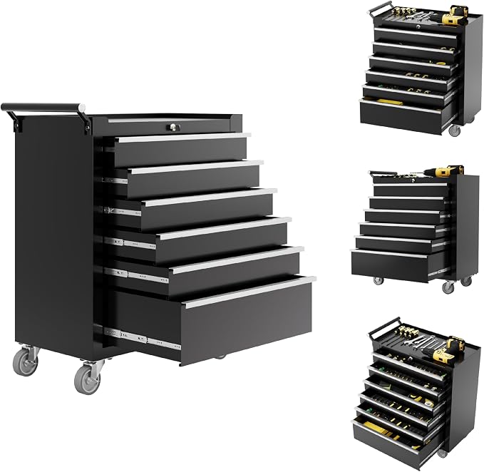 Rolling Tool Box with Wheels – 6 Drawer Heavy Duty Tool Chest Cabinet, Lockable by Unknown