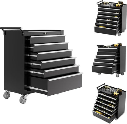 Rolling Tool Box with Wheels – 6 Drawer Heavy Duty Tool Chest Cabinet, Lockable by Unknown