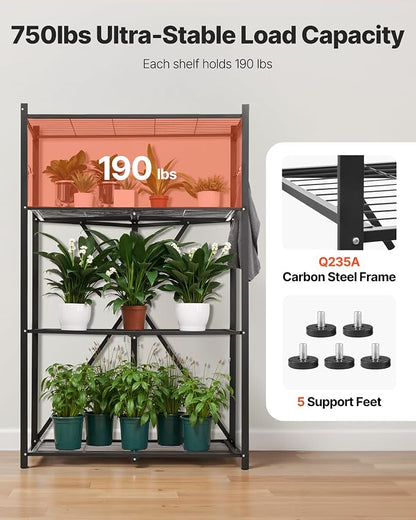 VEVOR 4-Tier Foldable Storage Shelf, 36W x 21D x 60H Inch Folding Metal Rack - Image 6