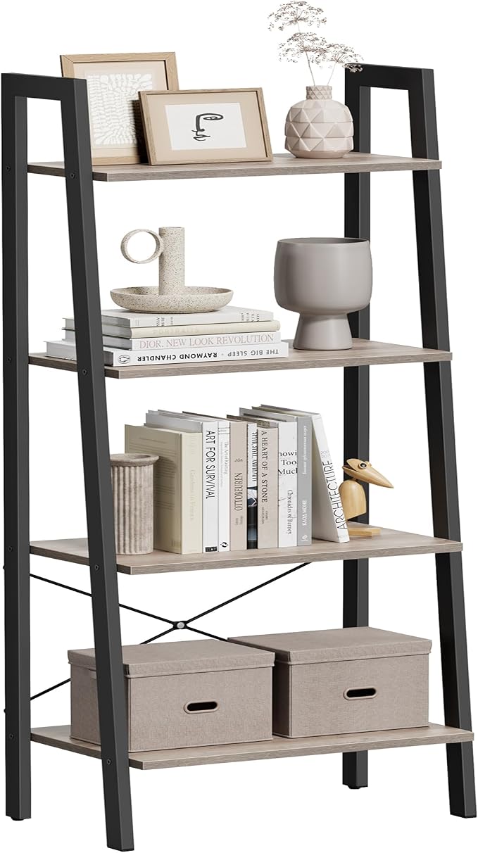VASAGLE Ladder Shelf, 4-Tier Bookshelf, Storage Rack, Bookcase by VASAGLEbySONGMICSHOME