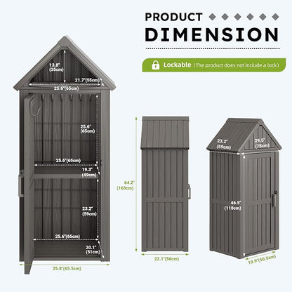 Vertical Outdoor Storage Shed, Waterproof Resin Outdoor Storage Cabinet - Image 7