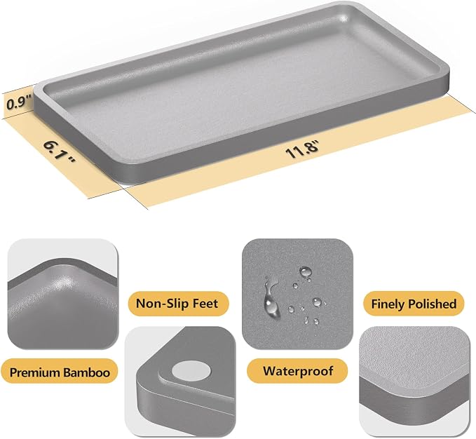 Weenson Bathroom Vanity Tray for Perfume Makeup Jewelry Decor Candle, Bamboo - Image 8