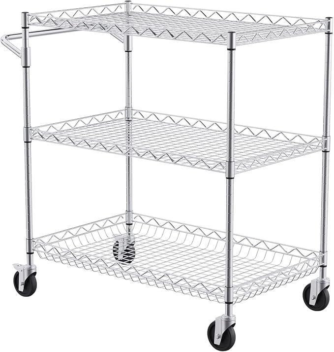 VEVOR Kitchen Utility Cart, 3 Tiers, Wire Rolling Table - Image 9