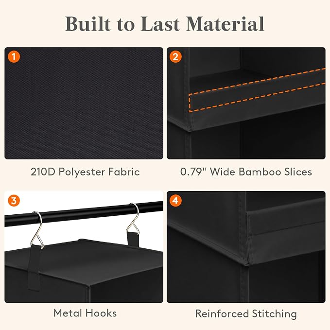 Lifewit 3 Tier Hanging Closet Organizer and Storage, Foldable Hanging Closet - Image 7