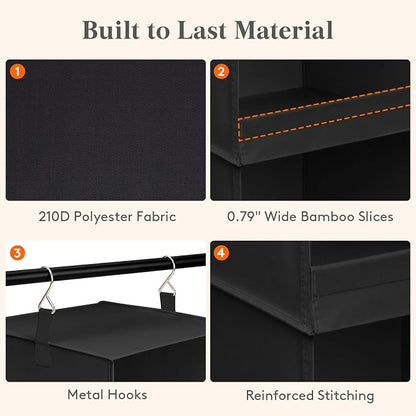 Lifewit 3 Tier Hanging Closet Organizer and Storage, Foldable Hanging Closet - Image 7