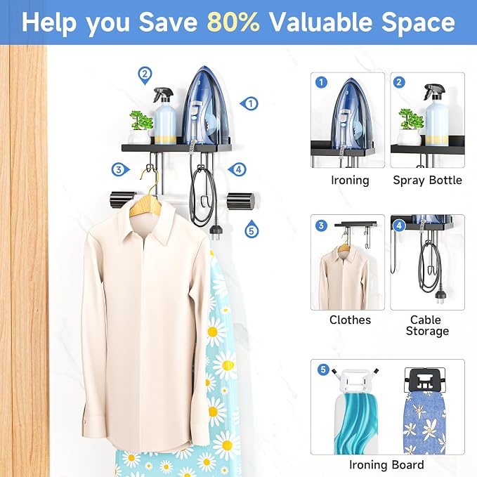 Ironing Board Holder Wall Mounted, Metal Iron Board Wall Hanger - Image 7