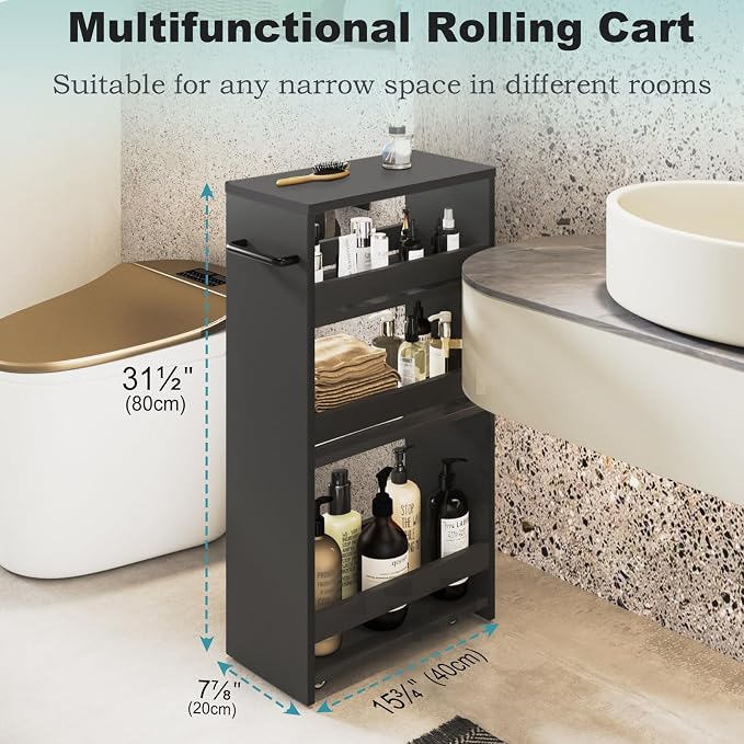 MARTY Rolling Storage Cart 7.9" W, 4-Tier Kitchen Cart - Image 3