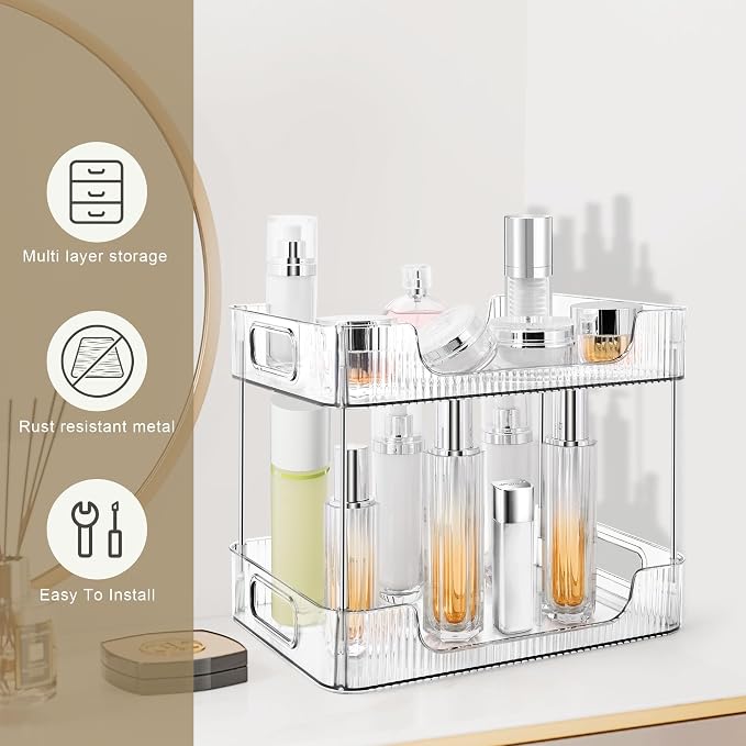 2-Tier Bathroom Counter Organizer Countertop Storage, Dresser Organizer Vanity - Image 8
