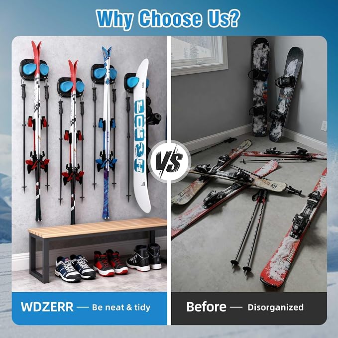 WDZREE Ski & Snowboard Wall Rack - Image 3