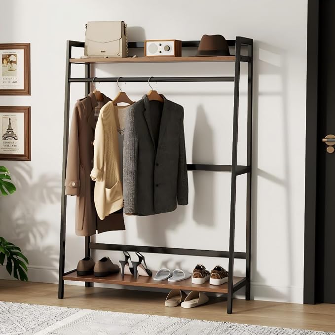 CycleCrew Open Wardrobe Garment Rack, Wood & Metal Clothes Rack | Hanging Rod 2 - Image 5