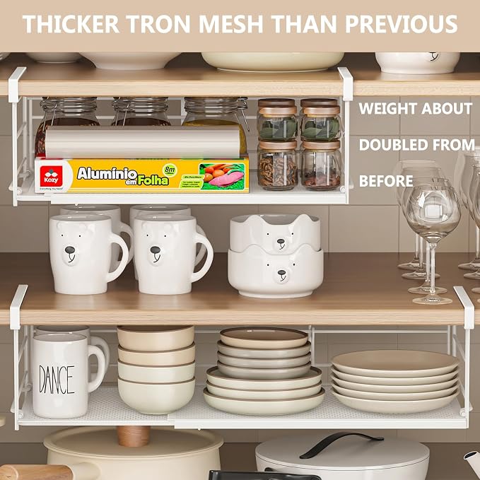 Expandable Under Cabinet Shelf, Extendable Under Shelf Storage - Image 3