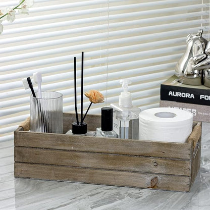 TIMRIS Rustic Wooden Toilet Paper Holder, Farmhouse Bathroom Decor, Toilet Tank - Image 2
