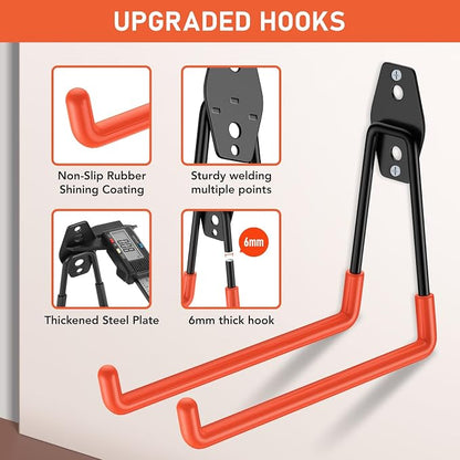 Garage Hooks with Anti-Slip Coating, Heavy Duty Wall Mount Storage Hooks - Image 4