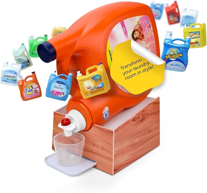 Skywin TidyFriend No-Spill Wood Liquid Laundry Detergent Dispenser Holder by Skywin