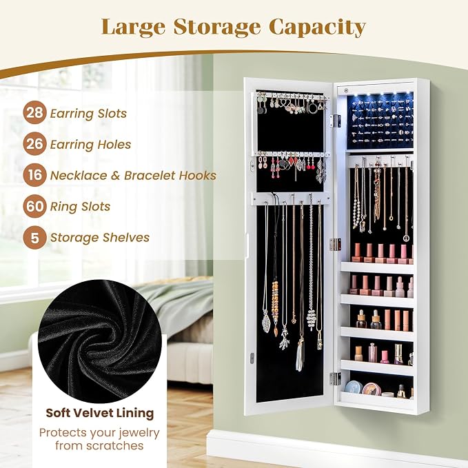 Giantex Wall or Door Mounted Jewelry Cabinet - Image 3