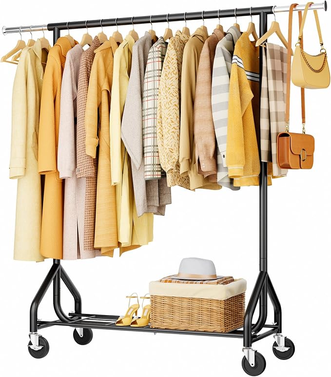 Heavy-Duty 450LBS Capacity Metal Clothes Rack，Rolling Clothing Rack by HYSEYY