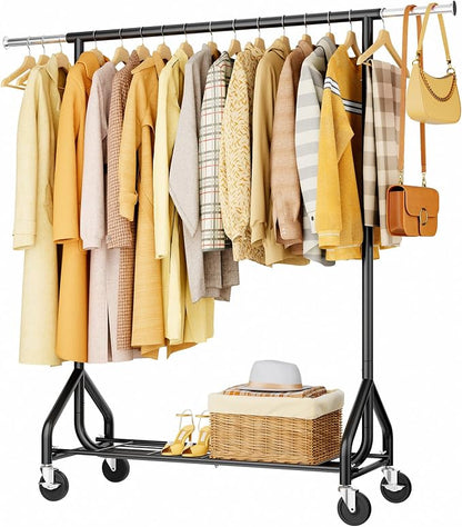Heavy-Duty 450LBS Capacity Metal Clothes Rack，Rolling Clothing Rack by HYSEYY