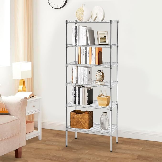 PayLessHere | 6-Tier Wire Shelf | 23"x13"x59" | Chrome | Adjustable Racks | - Image 2