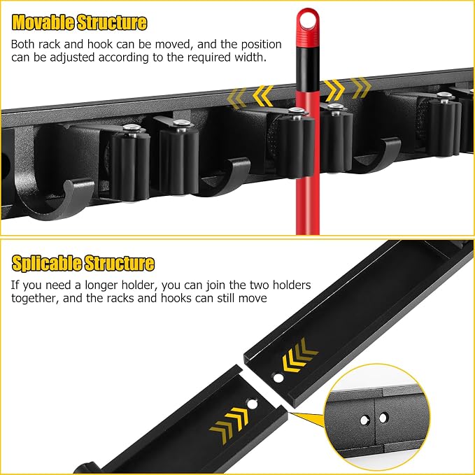 SLIIMU Movable 30'' Broom and Mop Holder Wall Mount - Image 4