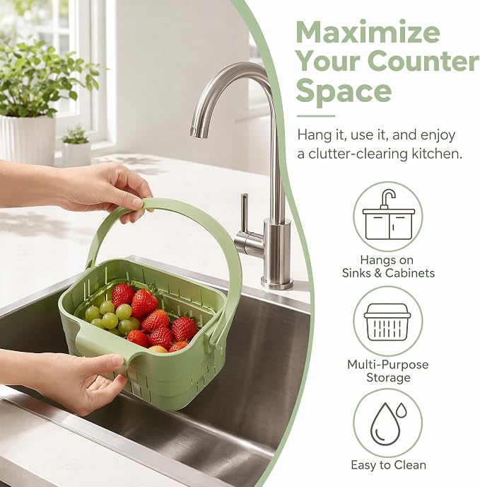 Foldable Sink Strainer Hanging Sink Drain Basket Kitchen Strainer Basket | - Image 4